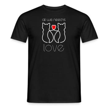 Motiv Süße Katzen Liebe - Männer T-Shirt - Schwarz - Vorne - AI Model Male 178 light (178cm)