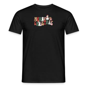 Joyeux Noël groovy bonhomme de neige rétro - T-shirt homme - noir - Devant - AI Model Male 178 light (178cm)