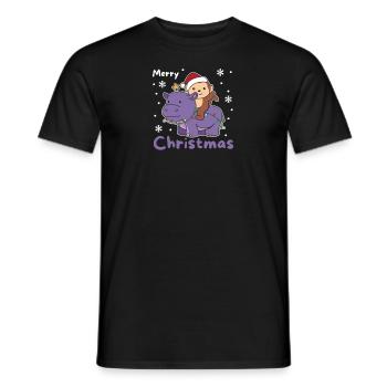 Weihnachts Hippo Affe frohe Weihnachten Hippo - Männer T-Shirt - Schwarz - Vorne - AI Model Male 178 light (178cm)