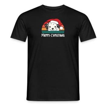 merry Christmas Retro Dalmatiner Weihnacht - Männer T-Shirt - Schwarz - Vorne - AI Model Male 178 light (178cm)