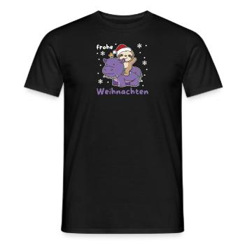 Weihnachts Hippo Faultier frohe Weihnachten Hippo - Männer T-Shirt - Schwarz - Vorne - AI Model Male 178 light (178cm)