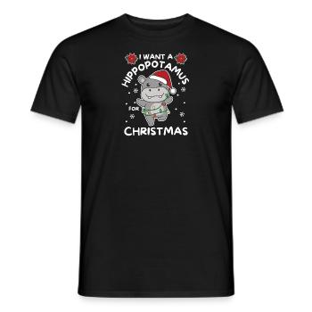 Ich will ein Flusspferd zu Weihnachten süße Hippos - Männer T-Shirt - Schwarz - Vorne - AI Model Male 178 light (178cm)
