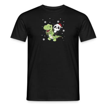 Panda Trex Christmas Snow Winter Animals - Men's T-Shirt - black - Front - AI Model Male 178 light (178cm)