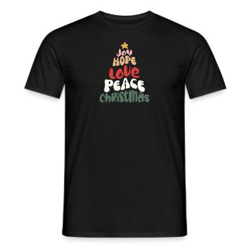 Joyeux Noël groovy rétro Love Peace Christmas - T-shirt homme - noir - Devant - AI Model Male 178 light (178cm)