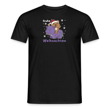 Weihnachts Hippo Quokka frohe Weihnachten Hippo - Männer T-Shirt - Schwarz - Vorne - AI Model Male 178 light (178cm)