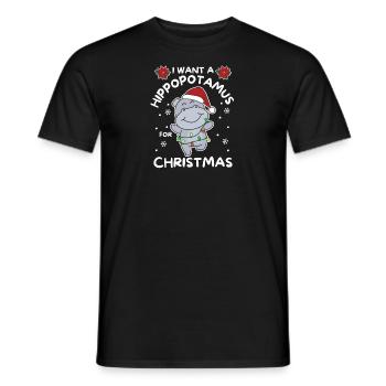 Ich will ein Flusspferd zu Weihnachten süße Hippos - Männer T-Shirt - Schwarz - Vorne - AI Model Male 178 light (178cm)