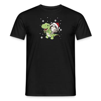 Raton laveur, Trex, Noël, Neige, Hiver, Animaux - T-shirt homme - noir - Devant - AI Model Male 178 light (178cm)