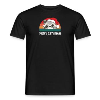 merry Christmas Retro Waschbär Weihnacht - Männer T-Shirt - Schwarz - Vorne - AI Model Male 178 light (178cm)