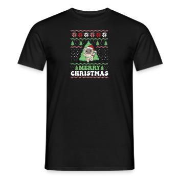 Merry Christmas retro ugly christmas Katze - Männer T-Shirt - Schwarz - Vorne - AI Model Male 178 light (178cm)