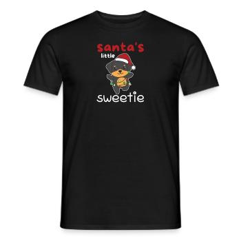 Rottweiler Christmas Santa's little sweetie - Men's T-Shirt - black - Front - AI Model Male 178 light (178cm)