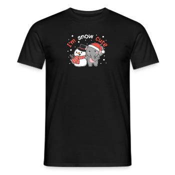 Elephant I'm snow cute snowman snow pun - Men's T-Shirt - black - Front - AI Model Male 178 light (178cm)