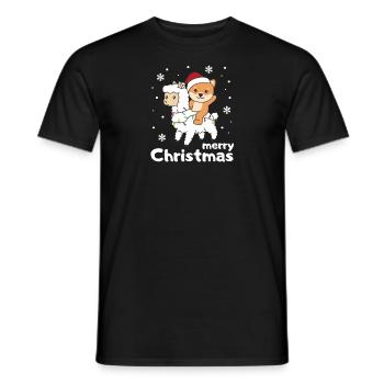 Shiba Inu Lama Weihnachten Schnee Winter Tiere - Männer T-Shirt - Schwarz - Vorne - AI Model Male 178 light (178cm)