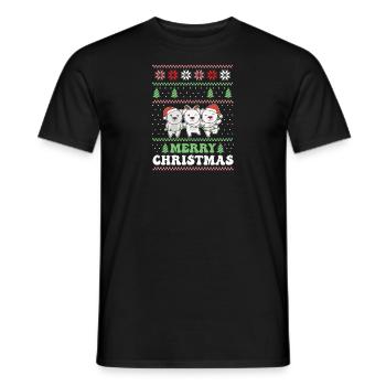 Merry Christmas retro ugly christmas polar bear - Men's T-Shirt - black - Front - AI Model Male 178 light (178cm)