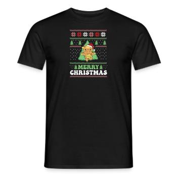 Merry Christmas retro ugly christmas dragon - Men's T-Shirt - black - Front - AI Model Male 178 light (178cm)