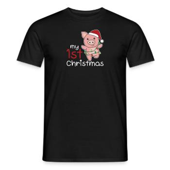 Cochon de Noël Cochons mon 1er Noël - T-shirt homme - noir - Devant - AI Model Male 178 light (178cm)