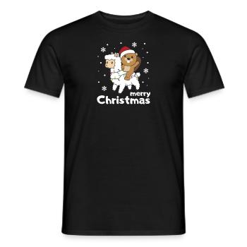 Beaver Lama Alpaca Christmas Winter Animals - Men's T-Shirt - black - Front - AI Model Male 178 light (178cm)