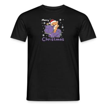 Christmas Hippo Shiba Inu Merry Christmas Dogs - Men's T-Shirt - black - Front - AI Model Male 178 light (178cm)