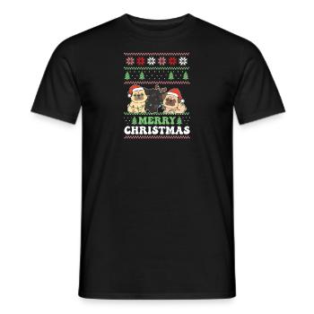 Merry Christmas retro ugly christmas Mops - Männer T-Shirt - Schwarz - Vorne - AI Model Male 178 light (178cm)
