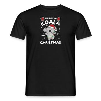 I want a koala for Christmas cute koalas - Men's T-Shirt - black - Front - AI Model Male 178 light (178cm)