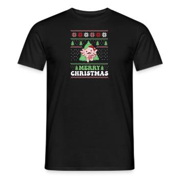 Joyeux Noël rétro moche Noël Axolotl - T-shirt homme - noir - Devant - AI Model Male 178 light (178cm)