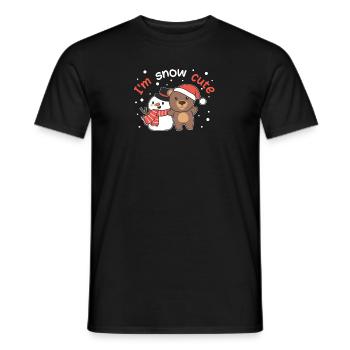Bear I'm snow cute snowman snow pun - Men's T-Shirt - black - Front - AI Model Male 178 light (178cm)
