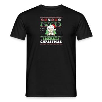 Merry Christmas retro ugly christmas Alpaca - Men's T-Shirt - black - Front - AI Model Male 178 light (178cm)