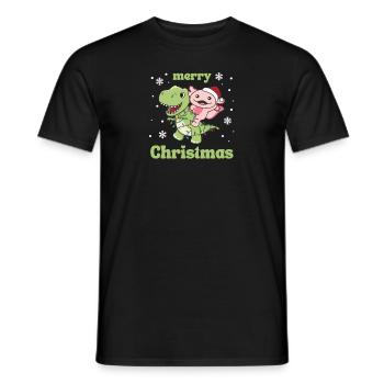 Axolotl Trex Christmas Snow Winter Animals - Men's T-Shirt - black - Front - AI Model Male 178 light (178cm)