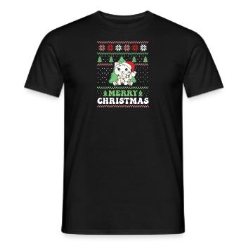 Merry Christmas retro ugly christmas Katze - Männer T-Shirt - Schwarz - Vorne - AI Model Male 178 light (178cm)