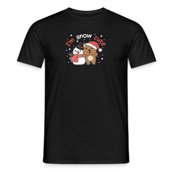 Quokka I'm snow cute snowman snow pun - Men's T-Shirt - black - Front - AI Model Male 178 light (178cm)