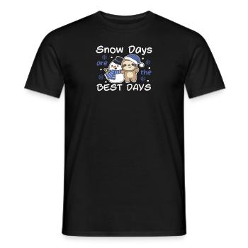 Sloth Snow Days are the best days Winter - Men's T-Shirt - black - Front - AI Model Male 178 light (178cm)