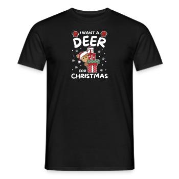 I want a deer for Christmas cute deer - Men's T-Shirt - black - Front - AI Model Male 178 light (178cm)
