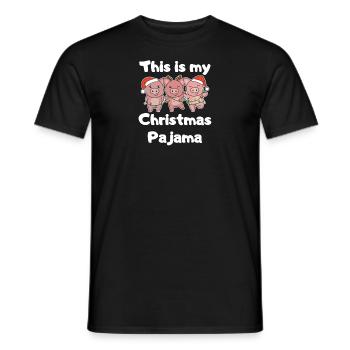 Pig Christmas Pajamas Cute Pigs - Men's T-Shirt - black - Front - AI Model Male 178 light (178cm)