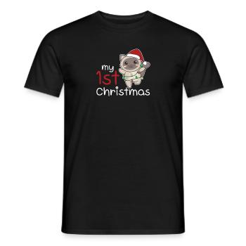 Chat de Noël Chats mon 1er Noël - T-shirt homme - noir - Devant - AI Model Male 178 light (178cm)