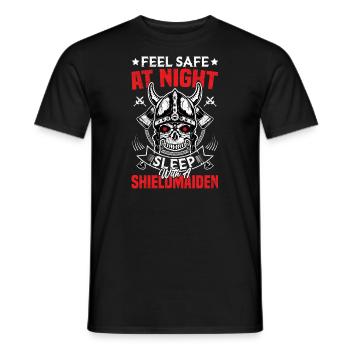Feel Safe at Night sleep with a Viking - T-shirt homme - noir - Devant - AI Model Male 178 light (178cm)