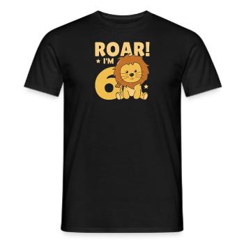 Children 6th birthday lion six years old lion - Men's T-Shirt - black - Front - AI Model Male 178 light (178cm)