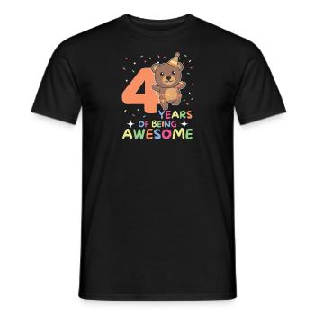 Bear for 4th birthday children four years old - Men's T-Shirt - black - Front - AI Model Male 178 light (178cm)