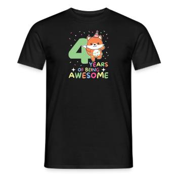 Fuchs zum 4. Geburtstag Kinder vier Jahre alt - Männer T-Shirt - Schwarz - Vorne - AI Model Male 178 light (178cm)