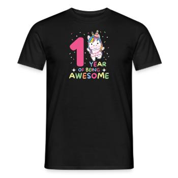Unicorn for 1st birthday for children one year old - Men's T-Shirt - black - Front - AI Model Male 178 light (178cm)