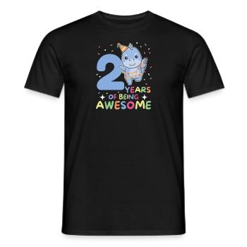 Dino for 2nd birthday children two years old - Men's T-Shirt - black - Front - AI Model Male 178 light (178cm)