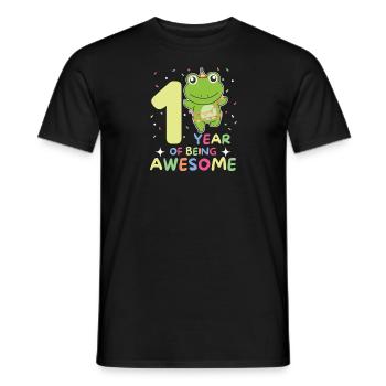 Grenouille pour le 1er anniversaire des enfants d’un an - T-shirt homme - noir - Devant - AI Model Male 178 light (178cm)