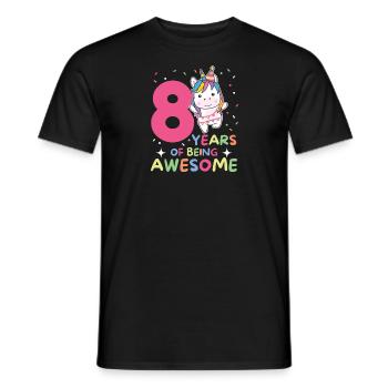 Unicorn for 8th birthday children eight years old - Men's T-Shirt - black - Front - AI Model Male 178 light (178cm)