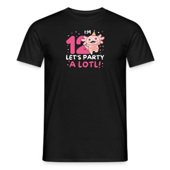 12th birthday Axolotl twelve years sweet Axolotls - Men's T-Shirt - black - Front - AI Model Male 178 light (178cm)