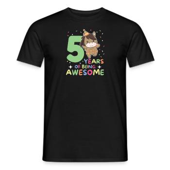 Horse for 5th birthday Children five years old - Men's T-Shirt - black - Front - AI Model Male 178 light (178cm)