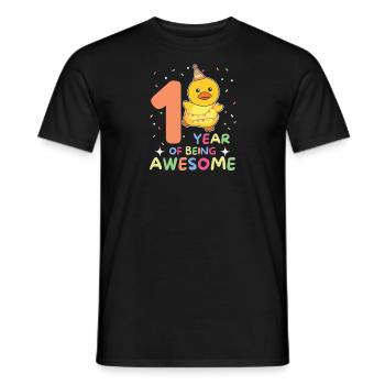 Duck for 1st birthday for children one year old - Men's T-Shirt - black - Front - AI Model Male 178 light (178cm)