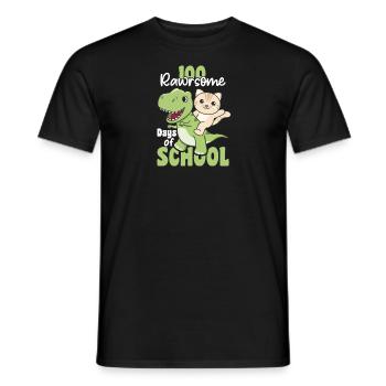 100 rawrsome days of school Cat Trex 100 Days - Men's T-Shirt - black - Front - AI Model Male 178 light (178cm)