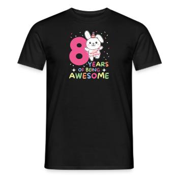 Rabbit for 8th birthday Children eight years old - Men's T-Shirt - black - Front - AI Model Male 178 light (178cm)