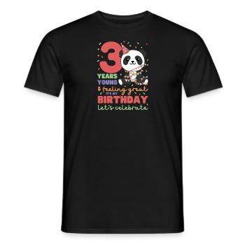 Panda for 3rd birthday children three years old - Men's T-Shirt - black - Front - AI Model Male 178 light (178cm)