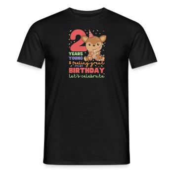 Cerf pour 2e anniversaire Enfants de deux ans - T-shirt homme - noir - Devant - AI Model Male 178 light (178cm)