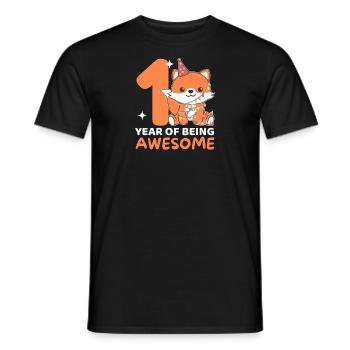 Fuchs zum 1. Geburtstag für Kinder ein Jahr alt - Männer T-Shirt - Schwarz - Vorne - AI Model Male 178 light (178cm)