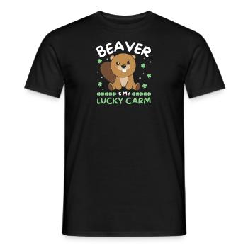 Beaver is my lucky carm Clover St Patrick's Day - Men's T-Shirt - black - Front - AI Model Male 178 light (178cm)